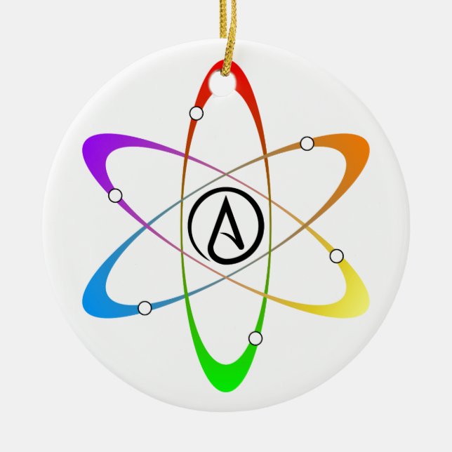 Atheist Atom Symbol Ceramic Tree Decoration (Front)