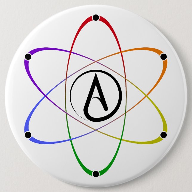 Atheist Atom Symbol Rainbow 6 Cm Round Badge (Front)