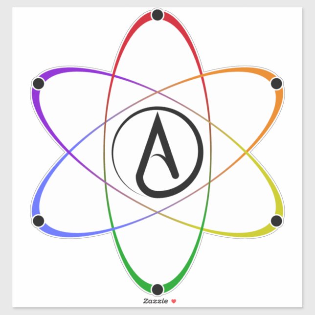 Atheist Atom Symbol Rainbow Black (Sheet)