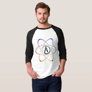 Atheist Atom Symbol Rainbow Black T-Shirt