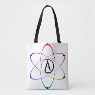 Atheist Atom Symbol Rainbow Tote Bag