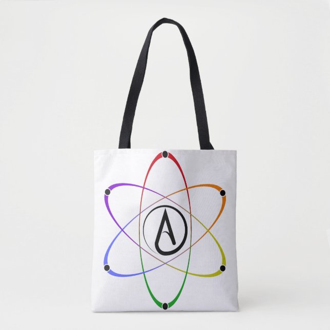 Atheist Atom Symbol Rainbow Tote Bag (Front)