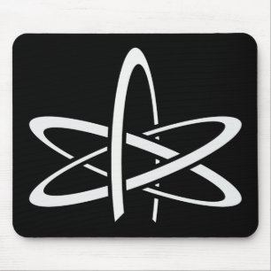 Atheist Atom (White on Black) Mouse Pad