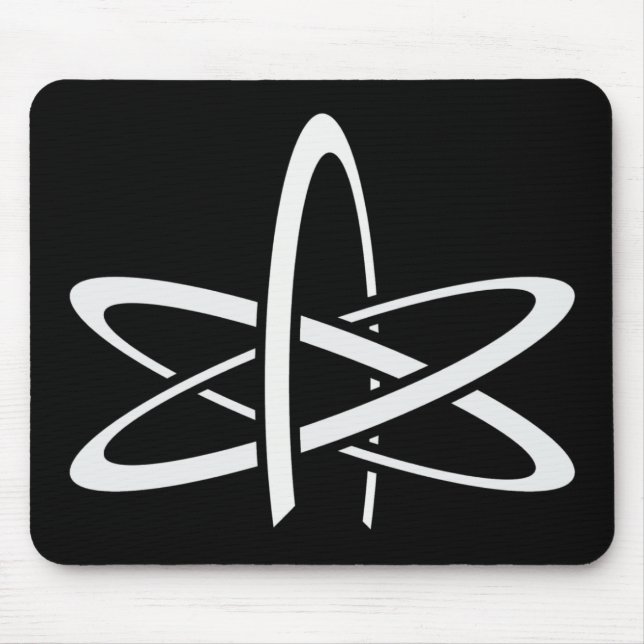 Atheist Atom (White on Black) Mouse Pad (Front)