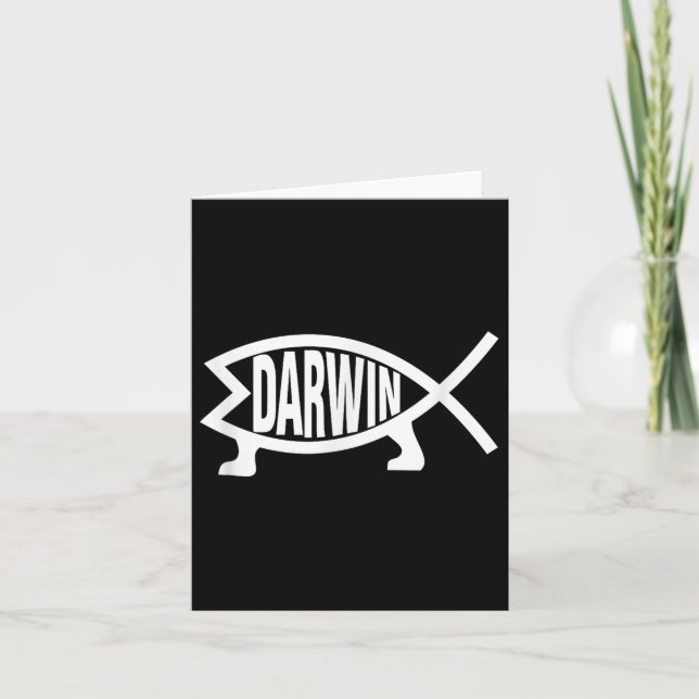 Atheist Charles Darwin Theory Of Evolution Fish  Card (Front)