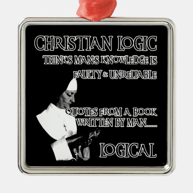 Atheist humour metal tree decoration (Front)