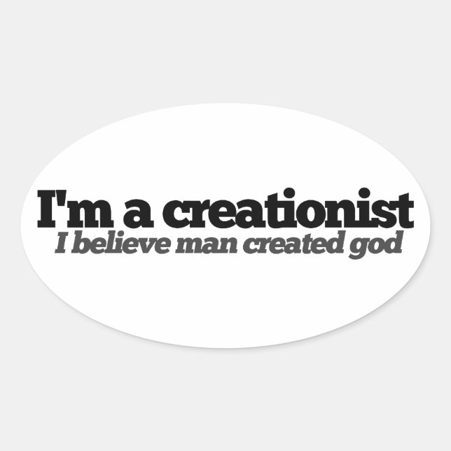 Atheist humour oval sticker (Front)