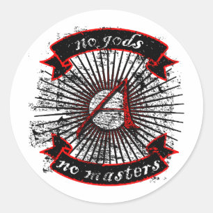 Atheist No Gods, No Masters Classic Round Sticker