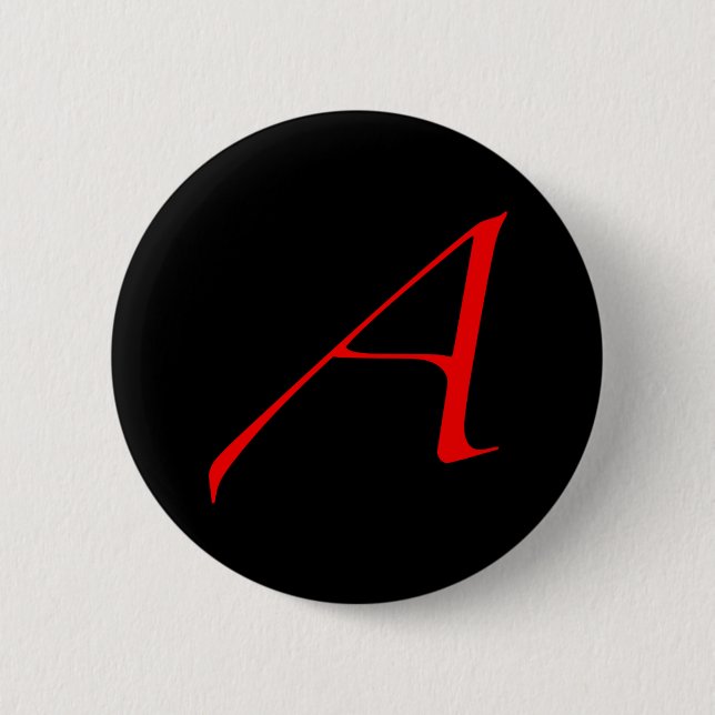 Atheist Scarlet Letter Button (Front)