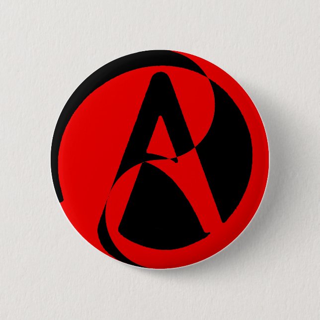 Atheist symbol 6 cm round badge (Front)