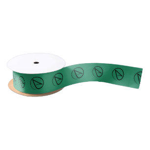 Atheist symbol: black on green satin ribbon