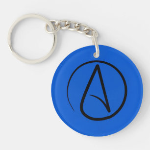 Atheist symbol: black on royal blue key ring