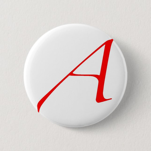 Atheist Symbol (Red A) 6 Cm Round Badge (Front)