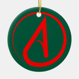 Atheist Symbol Red Ceramic Ornament