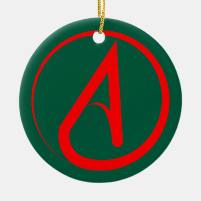 Atheist Symbol Red Ceramic Ornament (Front)
