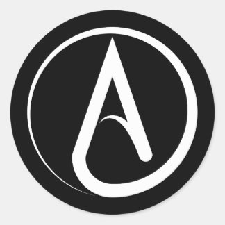 Atheist Symbol White Classic Round Sticker