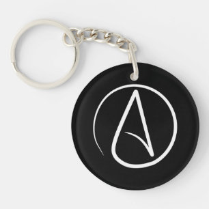 Atheist symbol: white on black key ring