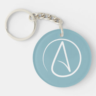 Atheist symbol: white on blue-grey key ring