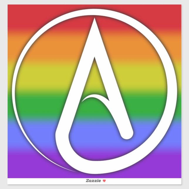 Atheist Symbol White over Rainbow (Sheet)