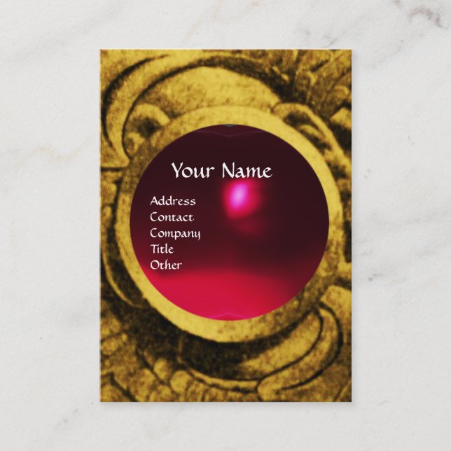 ATHENA AND FIGHTING GRYPHONS MONOGRAM ,Red Ruby Business Card (Front)