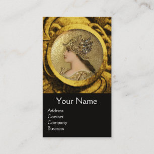 ATHENA AND FIGHTING GRYPHONS MONOGRAM ,Red Ruby Business Card