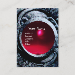 ATHENA AND FIGHTING GRYPHONS MONOGRAM ,Red Ruby Business Card