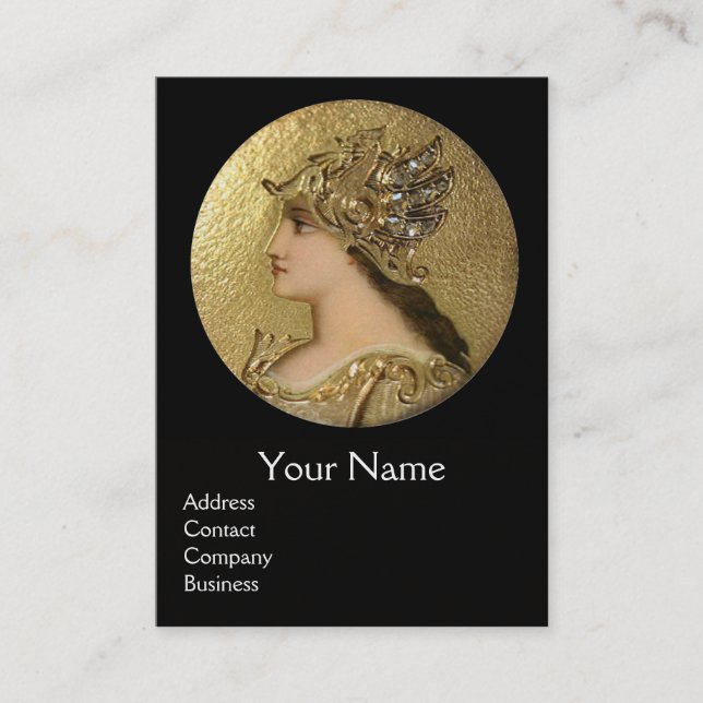 ATHENA AND FIGHTING GRYPHONS MONOGRAM ,Red Ruby Business Card (Front)