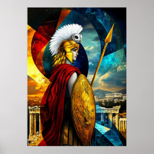 Athena - Cubist Minimalist Legend - Goddess Poster