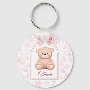 Athena   Custom Pink Teddy Bear Nursery Design  Key Ring