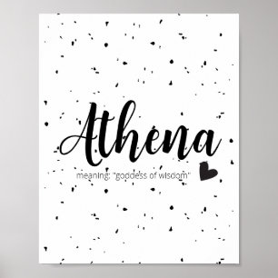 Athena Name Art Print Meaning Modern Baby Girls