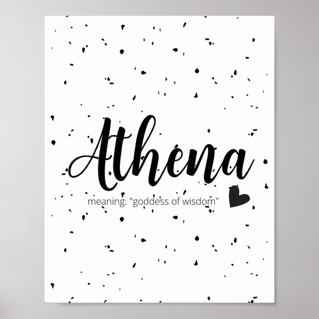 Athena Name Art Print Meaning Modern Baby Girls (Front)