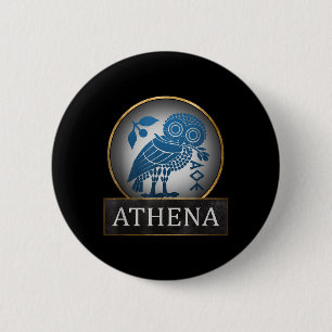 Athena Owl Symbol Of The Greek Goddess Of Wisdom A 6 Cm Round Badge