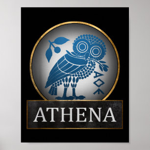 Athena Owl Symbol Of The Greek Goddess Of Wisdom A Poster