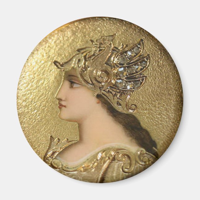 ATHENA PORTRAIT WITH GOLDEN HELMET AND GRYPHONS MAGNET (Front)