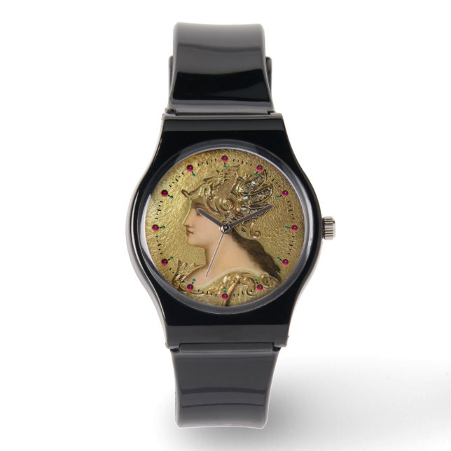 ATHENA PORTRAIT WITH GOLDEN HELMET,GRYPHONS, RUBY WATCH (Front)