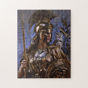 "Athena’s Eternal Vigil" Colourful Portrait      Jigsaw Puzzle