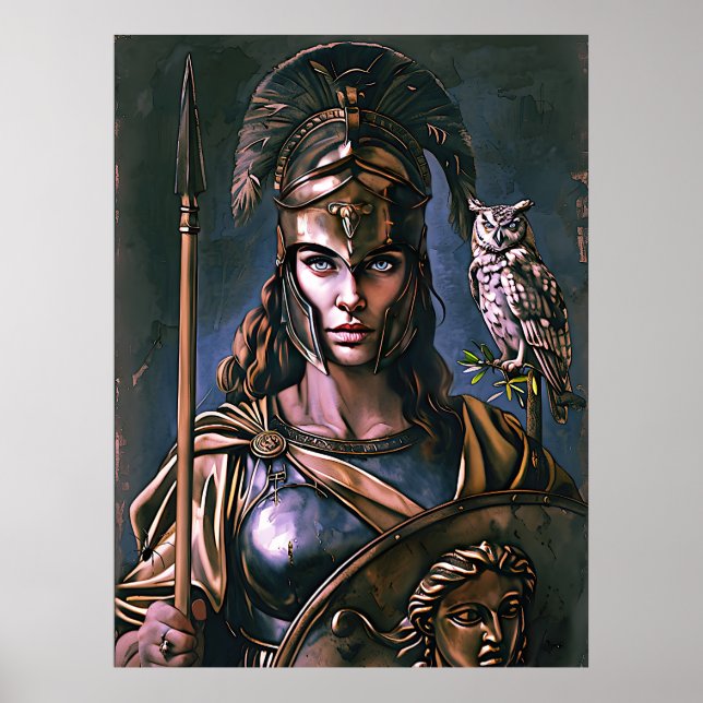"Athena’s Fierce Loyalty" Colourful Portrait    Poster (Front)