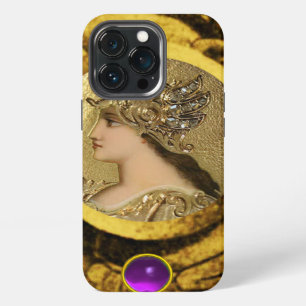ATHENA WITH FANTASY GRIFFINS AND PURPLE GEMSTONE iPhone CASE