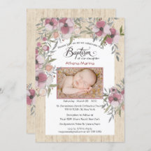 Athena Wood Baptism Invitation