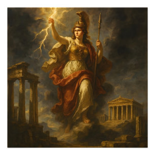 Athena's Lightning: Goddess of Wisdom & Power (Myt Photo Print