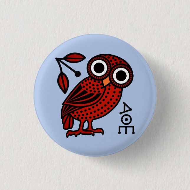 Athenian Owl Ancient Greek Tetradrachm Coin 3 Cm Round Badge (Front)