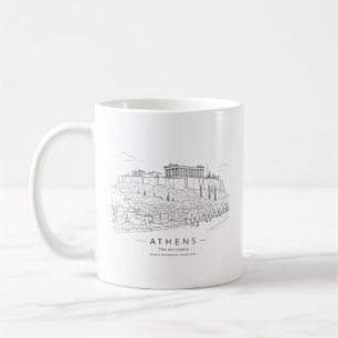 Athens Acropolis Parthenon Line Art Coffee Mug