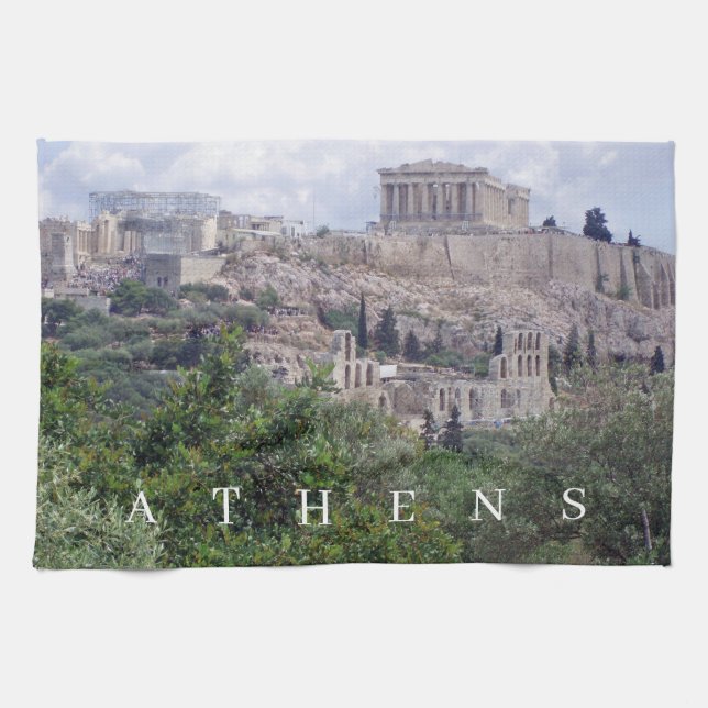 Athens Acropolis view tea towel (Horizontal)