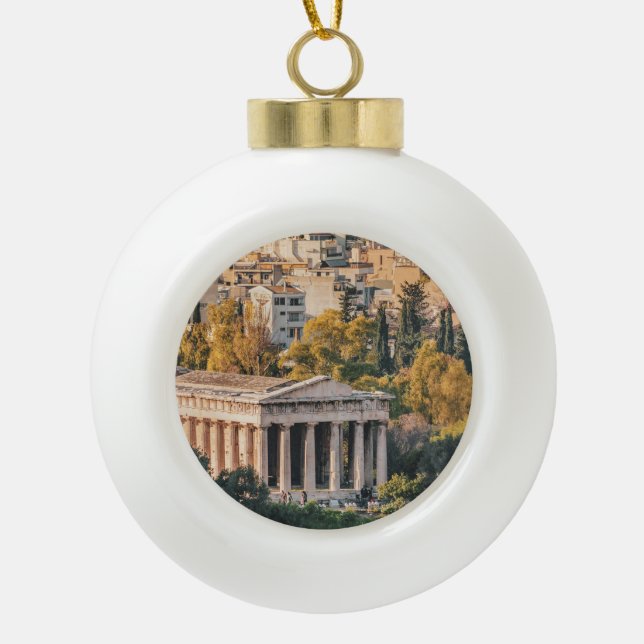 Athens Aerial View Landscape Photo Ceramic Ball Christmas Ornament (Front)