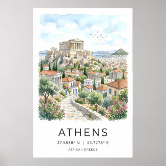 Athens City Art Print Parthenon and Stone Path