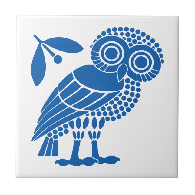 Athens city municipality flag symbol emblem owl bi ceramic tile (Front)