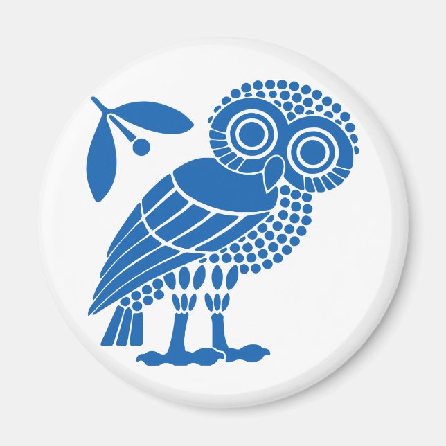 Athens city municipality flag symbol emblem owl bi magnet (Front)