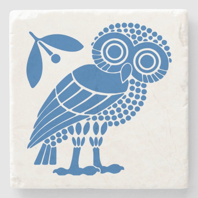 Athens city municipality flag symbol emblem owl bi stone coaster (Front)