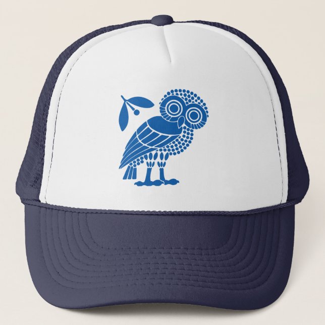 Athens city municipality flag symbol emblem owl bi trucker hat (Front)
