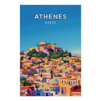 Athens, Grece, Poster style retro-chic
